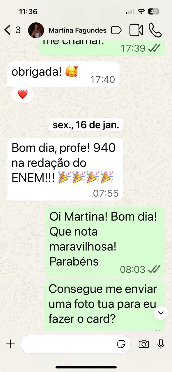 Depoimento de aluno sobre o Pacote ENEM