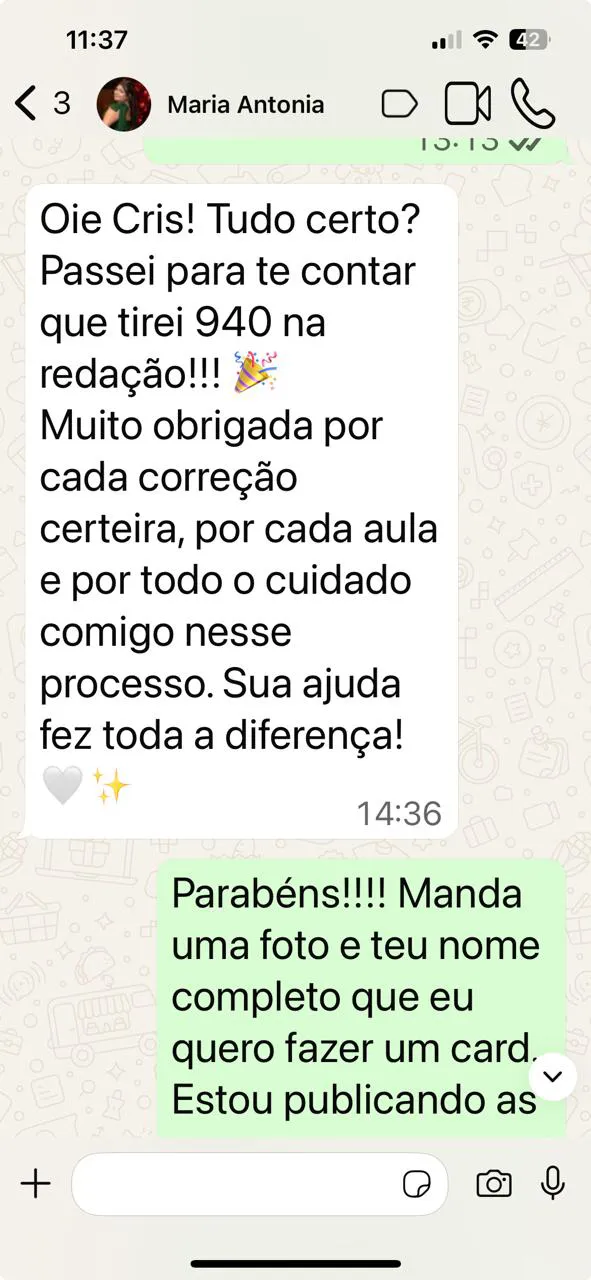 Depoimento de aluno sobre o Pacote ENEM