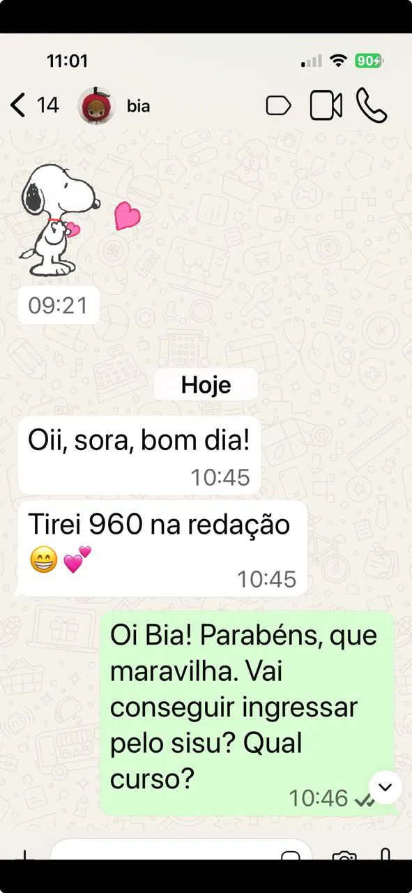 Depoimento de aluno sobre o Pacote ENEM