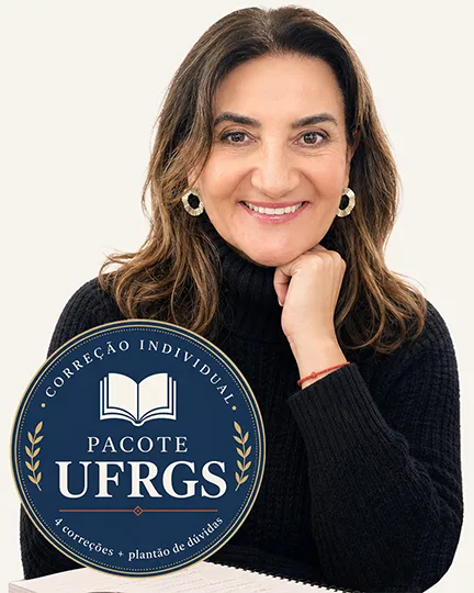 Professora Cris com o selo do Pacote UFRGS